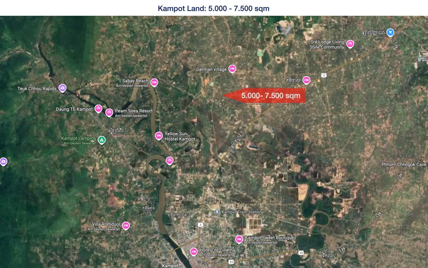 Kampot – Land for realize a dream: 5.000 – 7.500 sqm