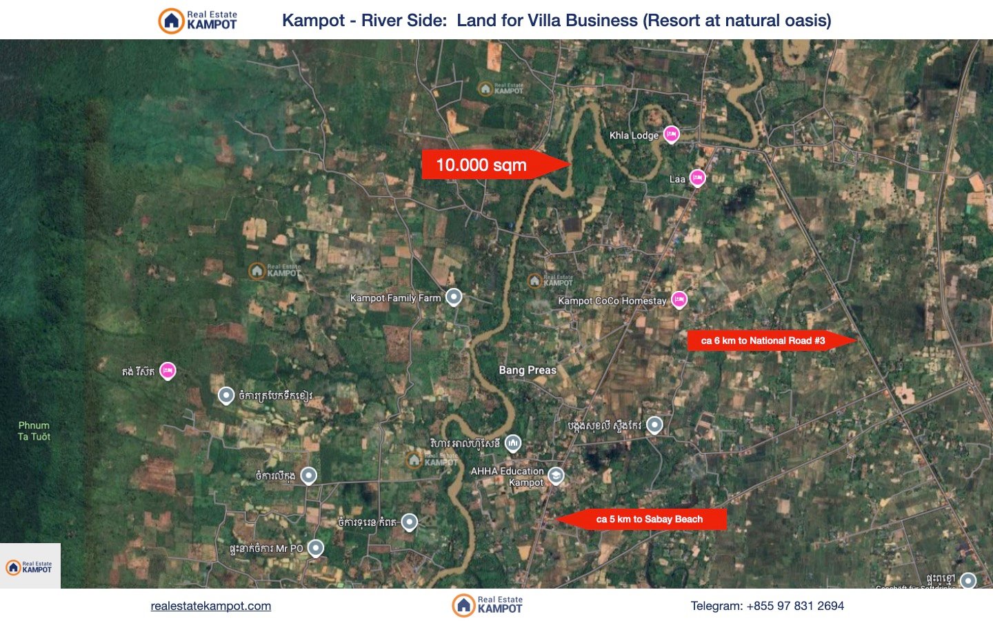 Kampot - River Land for natural Resort / Business
