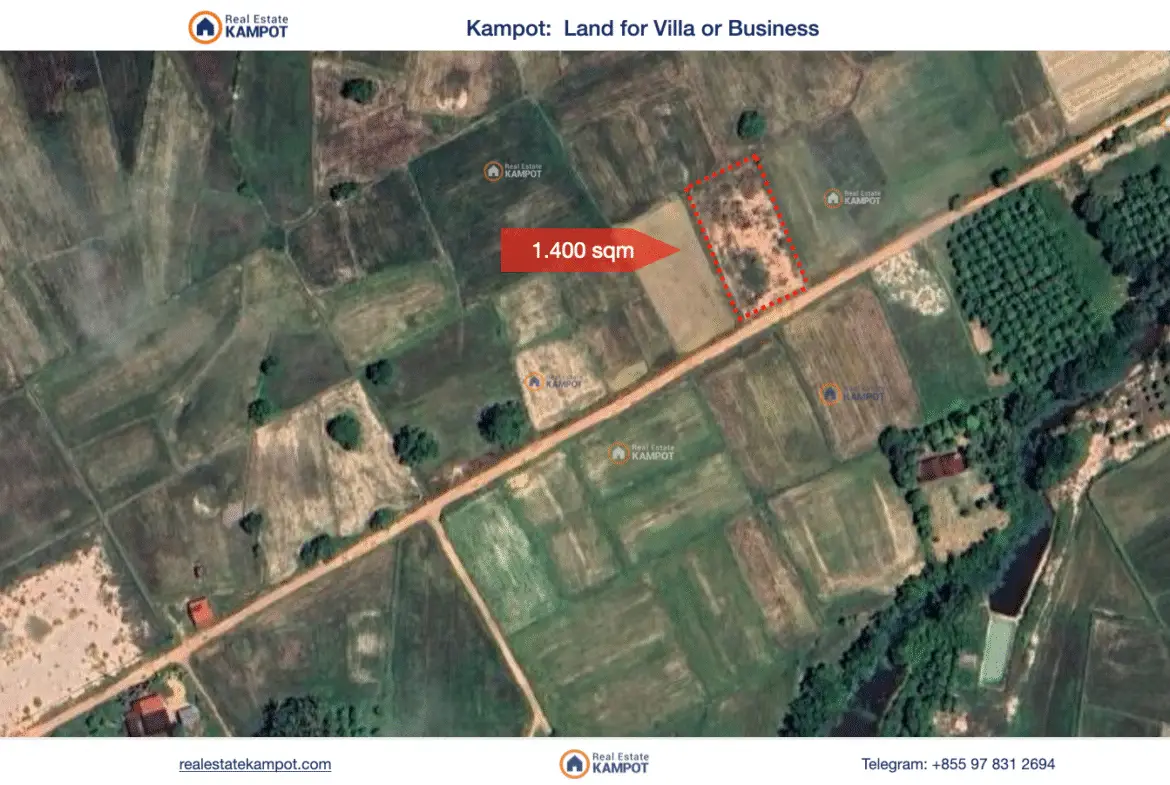 Kampot - Amazing 1.400 sqm land for home, villa or business