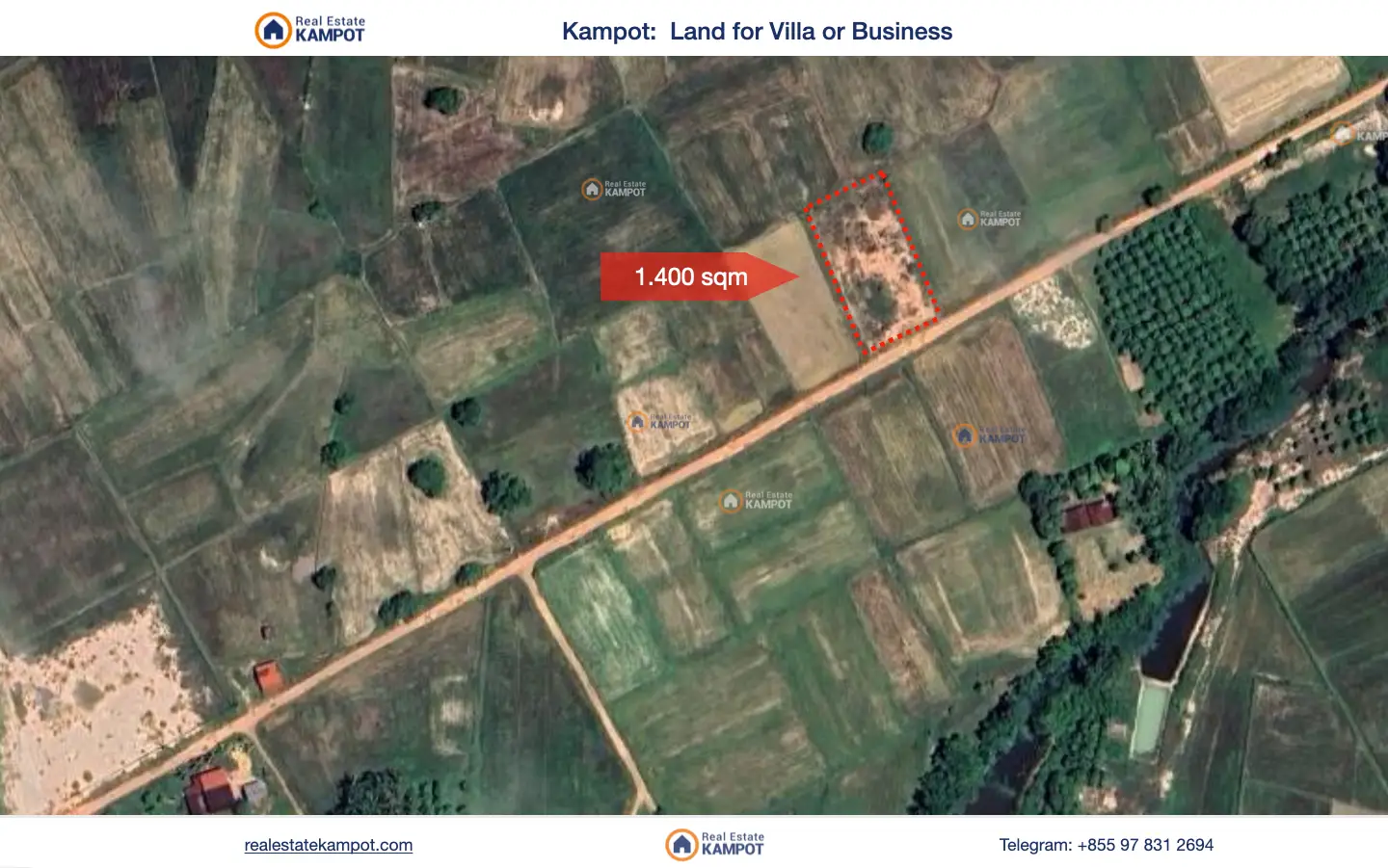 Kampot - Amazing 1.400 sqm land for home, villa or business