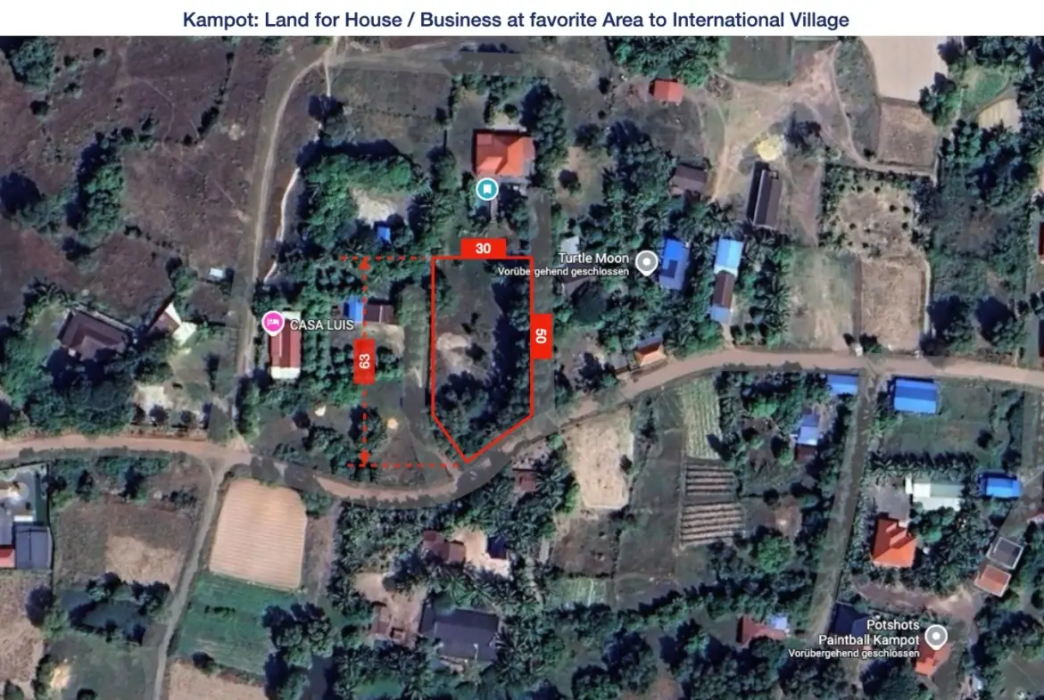 Kampot: 1.750 sqm at favorite Area to International Village