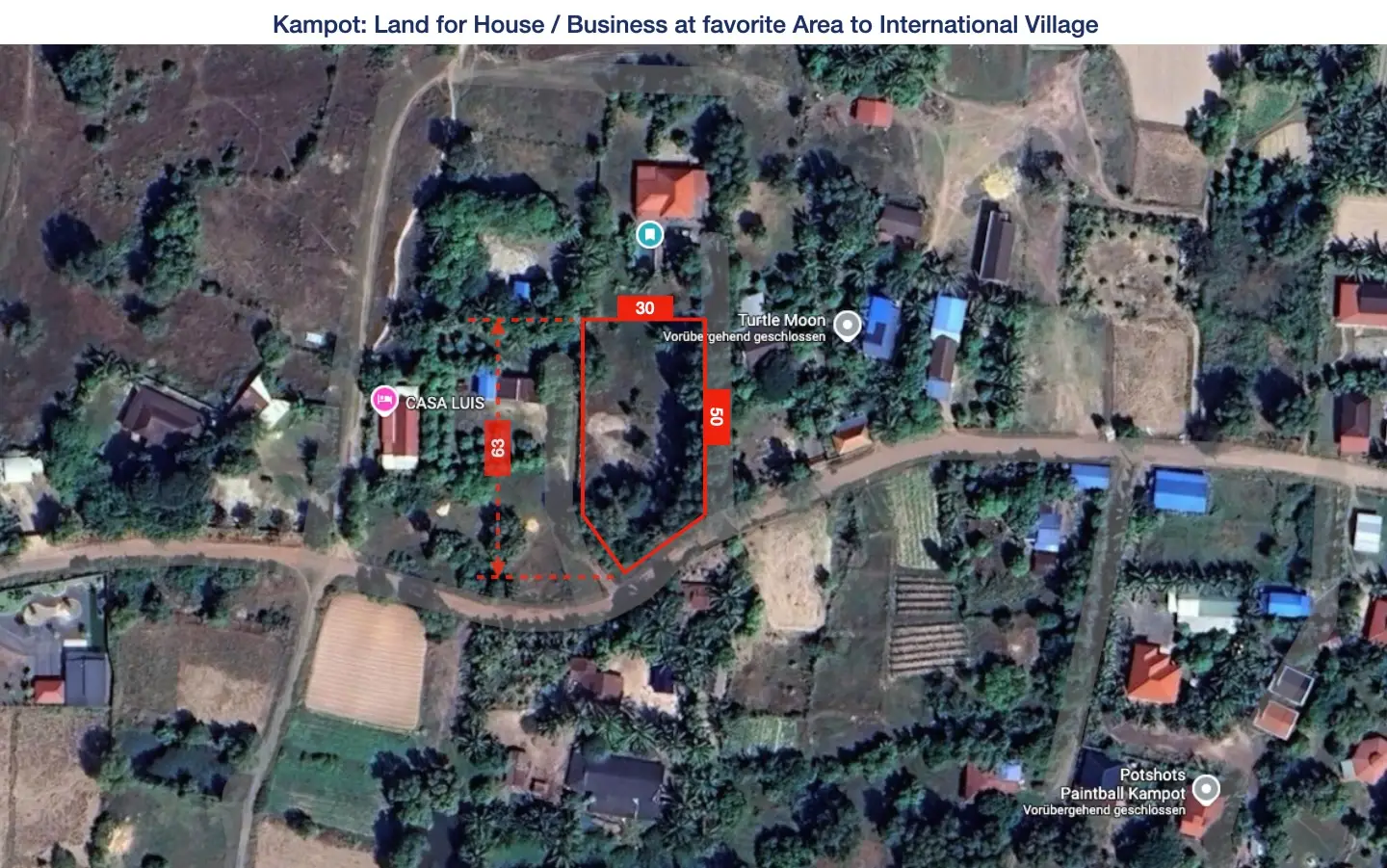 Kampot: 1.750 sqm at favorite Area to International Village