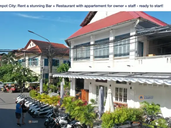 Kampot City: Rent a stunning Bar + Restaurant with appartement for owner + staff - ready to start!