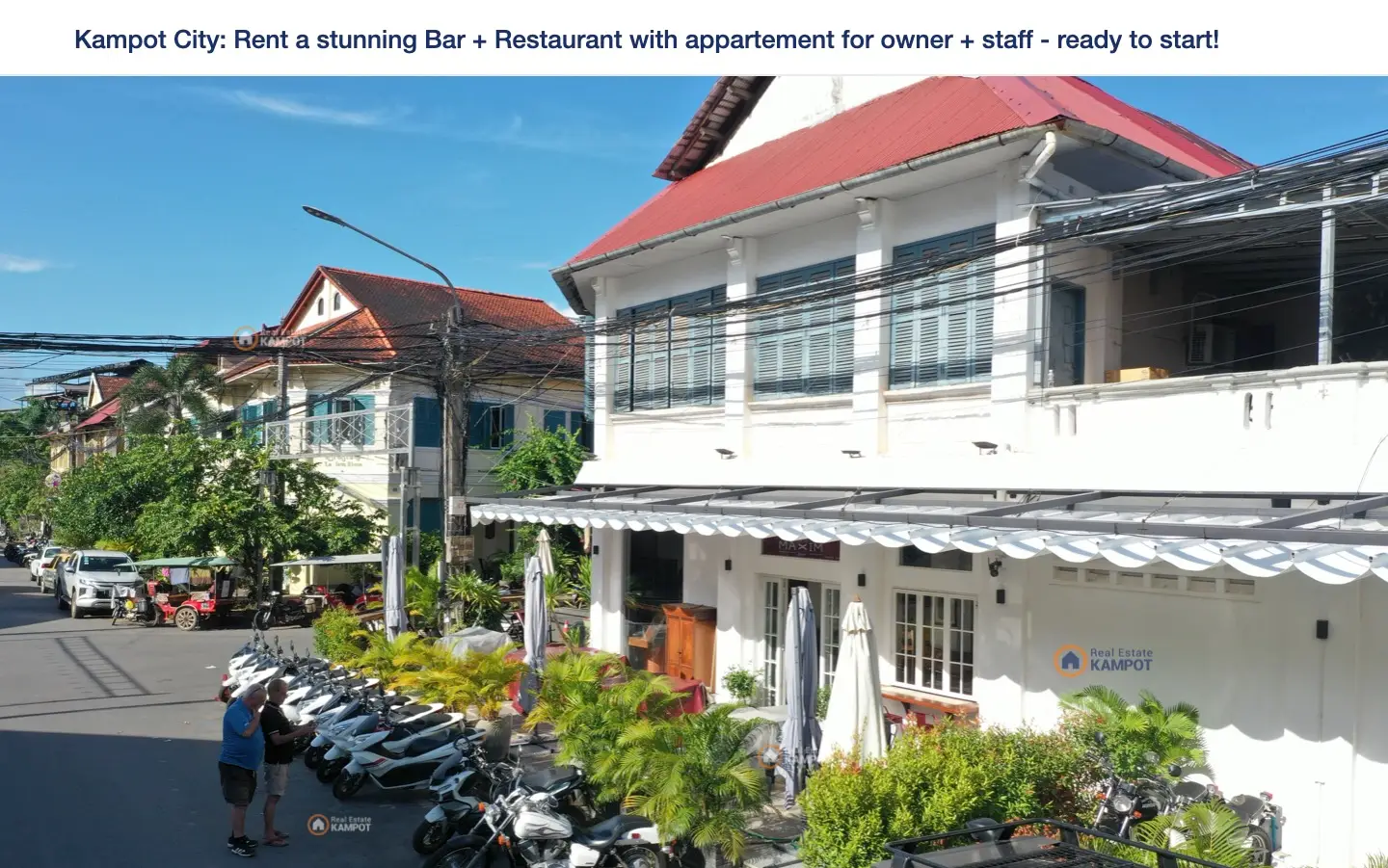 Kampot City: Rent a stunning Bar + Restaurant with appartement for owner + staff - ready to start!