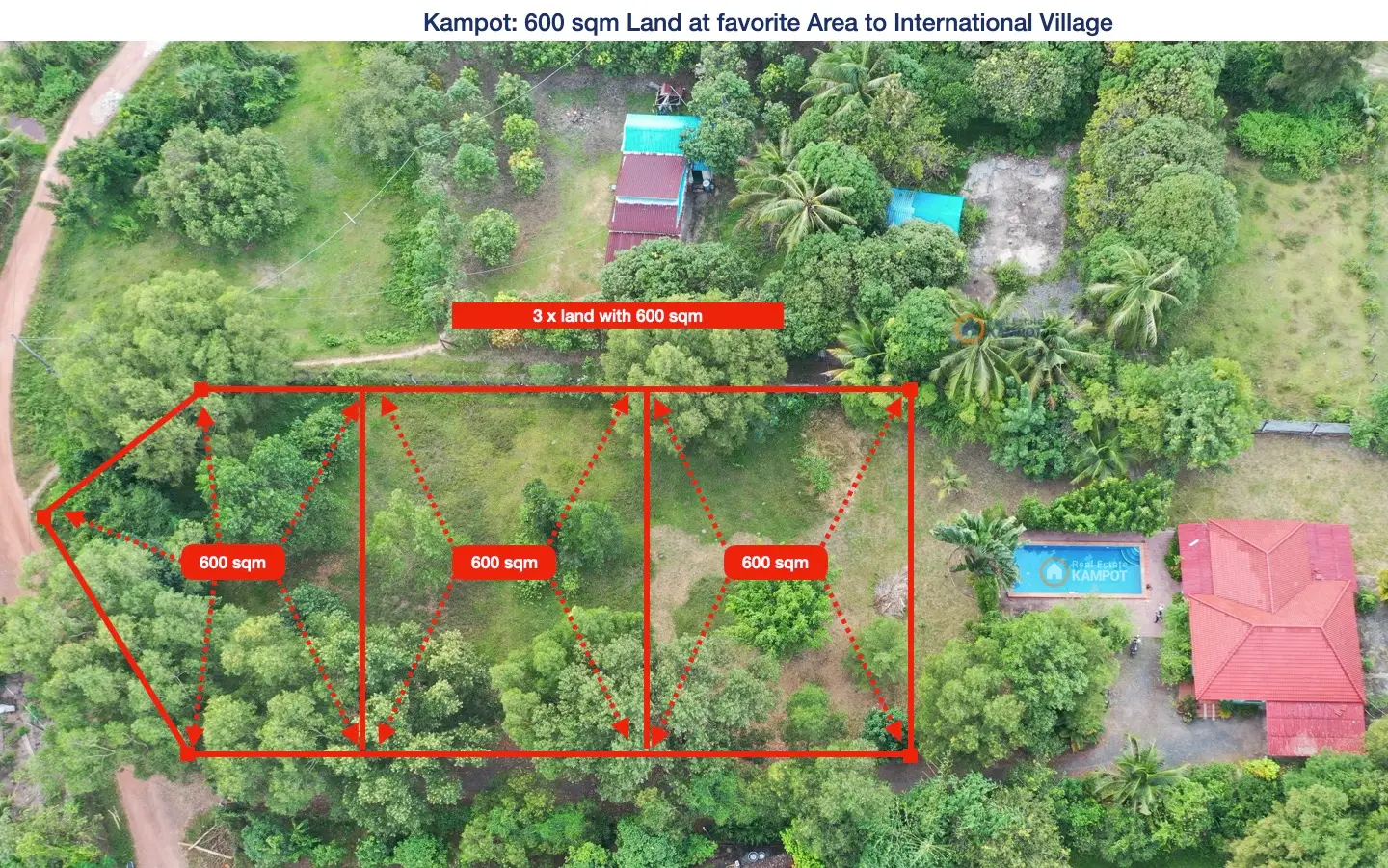Kampot: 600 sqm Land at favorite Area to International Village