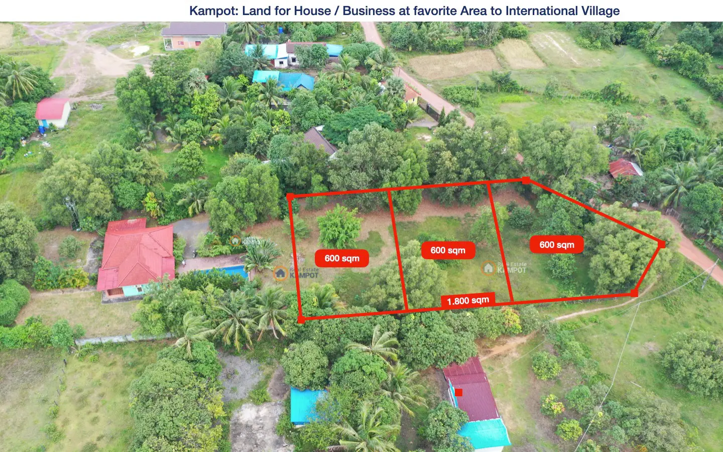 Kampot: 600 sqm Land at favorite Area to International Village