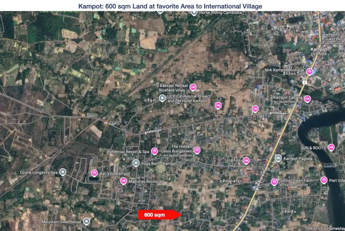 Kampot: 600 sqm Land at favorite Area to International Village
