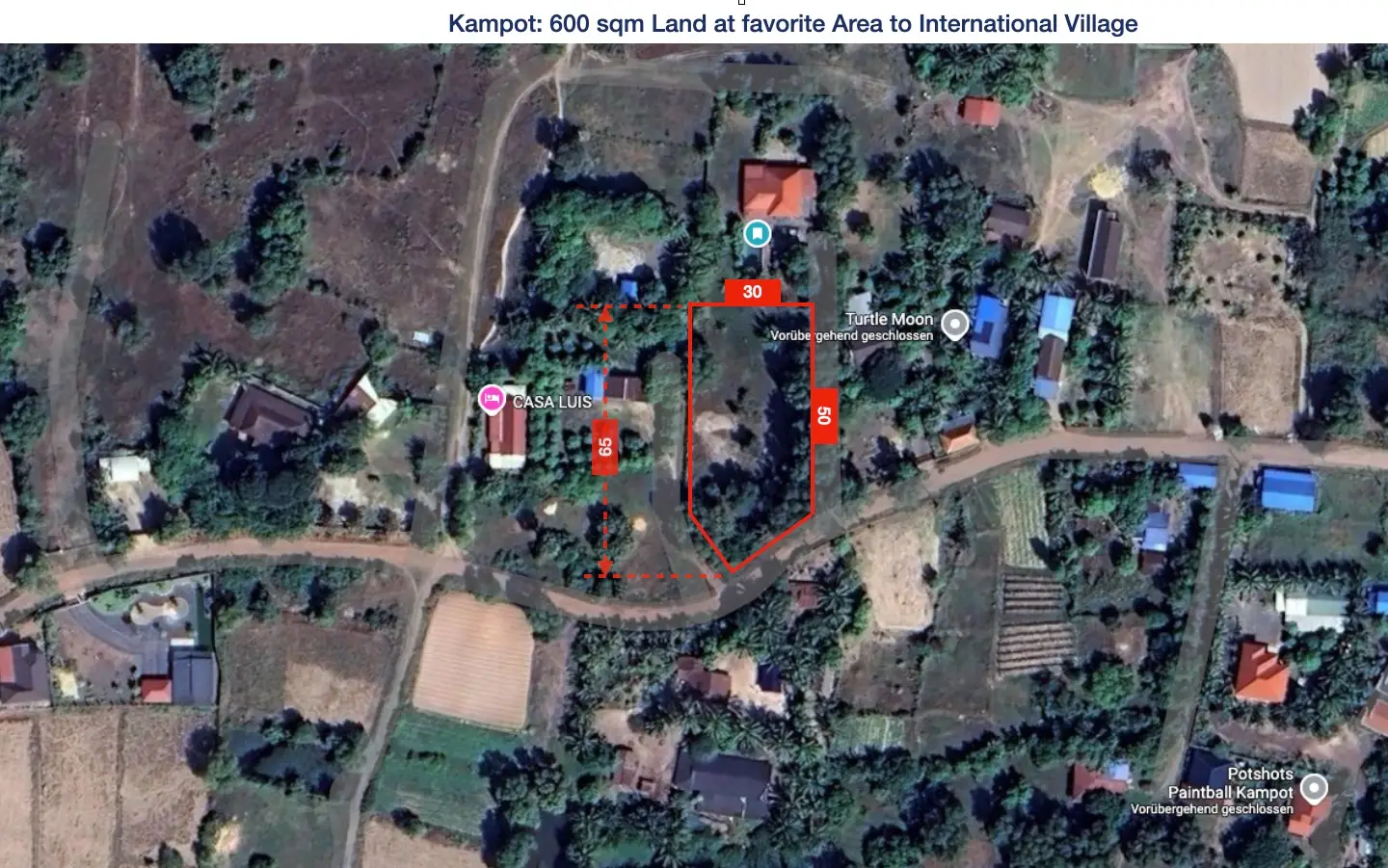Kampot: 600 sqm Land at favorite Area to International Village