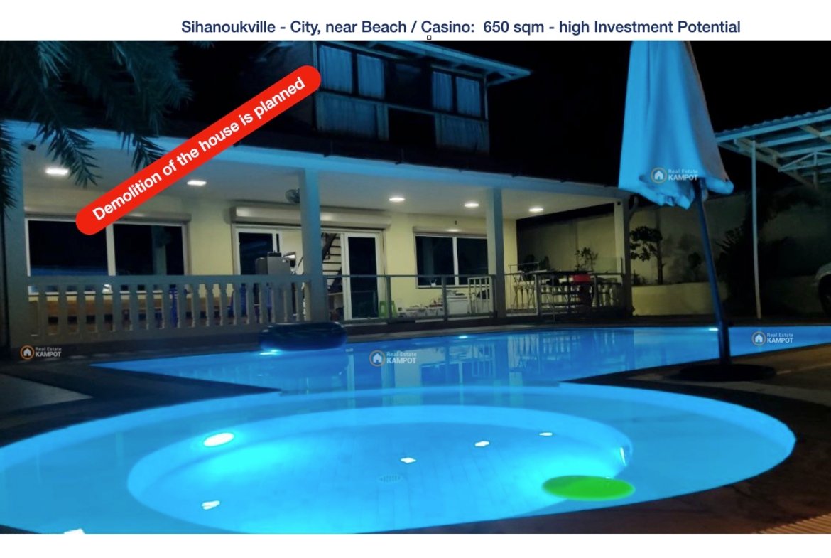 Sihanoukville City / near Beach / Casino: 650 sqm for House, Hotel or Guesthouse