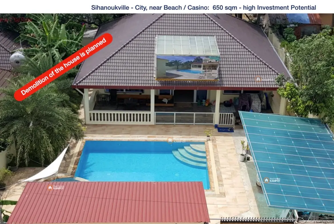 Sihanoukville City / near Beach / Casino: 650 sqm for House, Hotel or Guesthouse