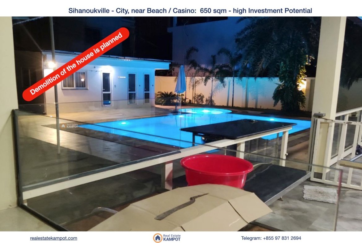 Sihanoukville City / near Beach / Casino: 650 sqm for House, Hotel or Guesthouse