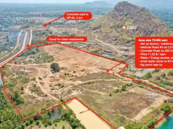Kampot: Prime 70,000 sqm Land for Industrial or Commercial Development