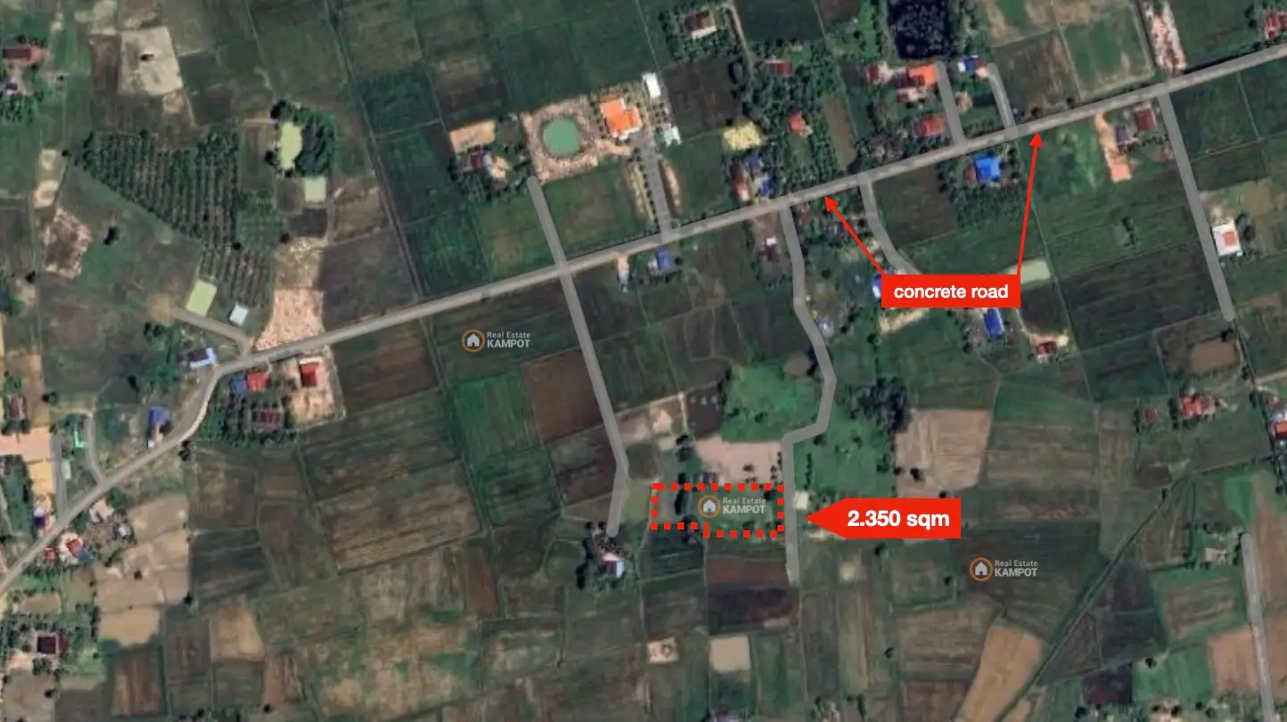 Screenshot Kampot – Land full fenced, 2.350 sqm