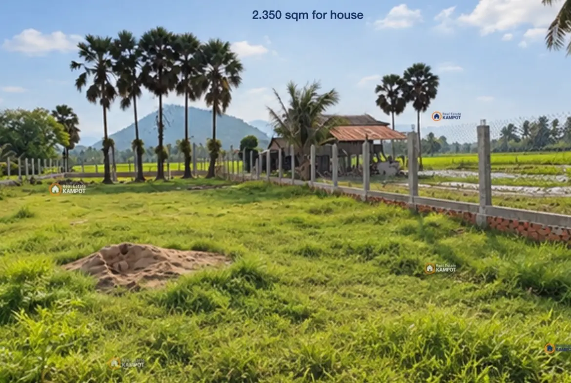 Kampot – Land full fenced, 2.350 sqm